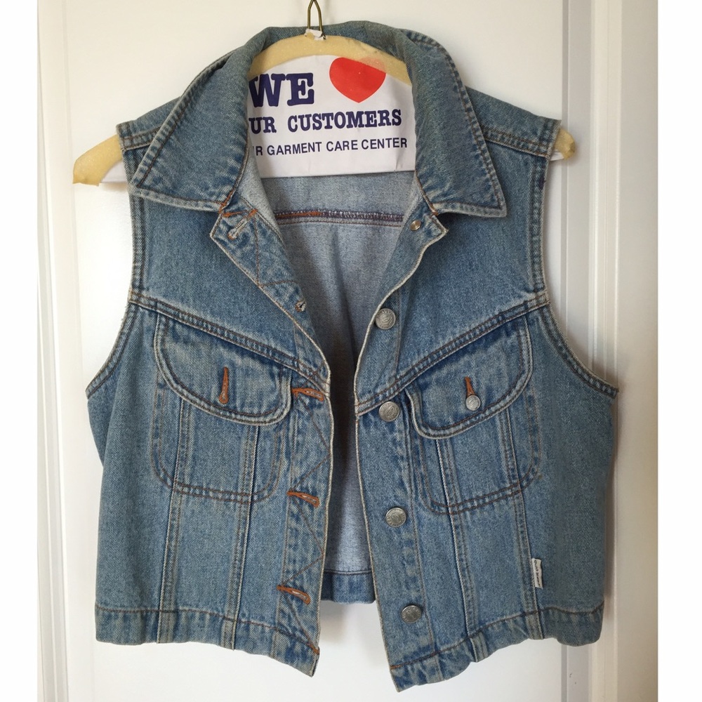 Cropped jean vest
